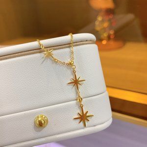 18k long six-pointed star necklace